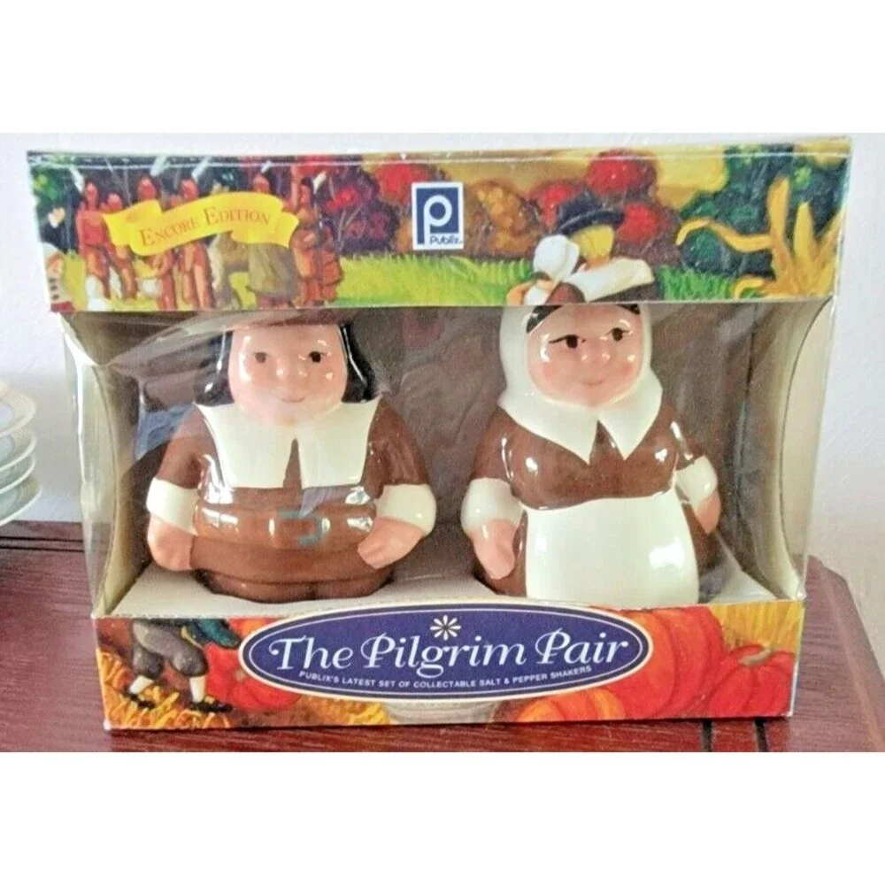 The Pilgrim Pair Publix Salt & Pepper Shaker Encore Thanksgiving 2002 NEW